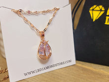 Load image into Gallery viewer, Gorgeous Rose Necklace, Charm, Pendant with Crystals on a Dainty Gold Flower necklace