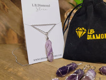 Load image into Gallery viewer, Silver tone Amethyst Wire wrapped Crystal Necklace