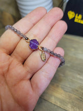 Load image into Gallery viewer, Elegant Amethyst Beaded Bracelet - Adjustable 19 CM with Stunning Lava Options