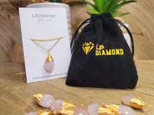Load image into Gallery viewer, Gold Wire Wrapped Rose Quartz Healing Crystal Necklace