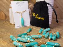 Load image into Gallery viewer, Natural Aquamarine Handmade Point Necklace Gold Tone