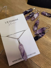 Load image into Gallery viewer, Silver tone Amethyst Wire wrapped Crystal Necklace