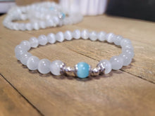 Load image into Gallery viewer, Selenite Cat eye Genuine bead bracelet stretch 19 inches, Beautiful gift for her,