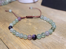 Load image into Gallery viewer, Grade A++ Fluorite Crystal Bead Bracelet 4mm, Genuine Fluorite Adjustable Bracelet