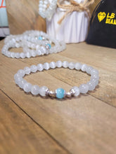 Load image into Gallery viewer, Selenite Cat eye Genuine bead bracelet stretch 19 inches, Beautiful gift for her,