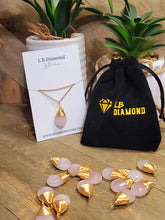 Load image into Gallery viewer, Gold Wire Wrapped Rose Quartz Healing Crystal Necklace
