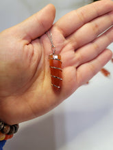 Load image into Gallery viewer, Silver tone Carnelian Wire wrapped Crystal Necklace