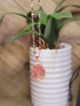 Load image into Gallery viewer, Gorgeous Rose Necklace, Flower Charm, Pendant with Crystals on a Dainty Gold Plated