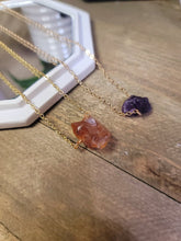 Load image into Gallery viewer, Raw Crystal Necklace, Carnelian Rough Stone Necklace, Amethyst Necklace