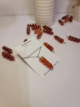 Load image into Gallery viewer, Silver tone Carnelian Wire wrapped Crystal Necklace