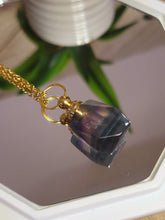 Load image into Gallery viewer, fluorite perfume bottle necklace Handmade necklace, Gold tone perfume bottle