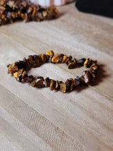 Load image into Gallery viewer, Tiger's Eye Chip Bracelet Handmade Genuine Crystal Stretch Bracelet