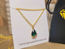 Load image into Gallery viewer, Gorgeous Green Tear Drop Dainty Necklace - gift for her Gold Tone