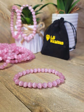 Load image into Gallery viewer, Pink Cats Eye Stone Bracelet Genuine bead bracelet stretch 19 inches, Beautiful gift for her,