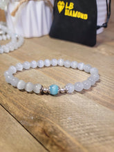Load image into Gallery viewer, Selenite Cat eye Genuine bead bracelet stretch 19 inches, Beautiful gift for her,