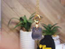 Load image into Gallery viewer, fluorite perfume bottle necklace Handmade necklace, Gold tone perfume bottle