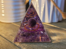 Load image into Gallery viewer, Orgone Pyramid Amethyst Orgonite Chakra Gift