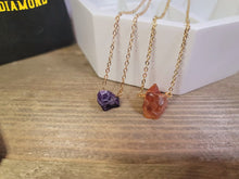 Load image into Gallery viewer, Raw Crystal Necklace, Carnelian Rough Stone Necklace, Amethyst Necklace