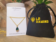 Load image into Gallery viewer, Gorgeous Green Tear Drop Dainty Necklace - gift for her Gold Tone