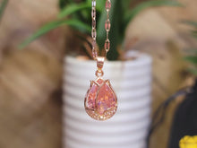 Load image into Gallery viewer, Gorgeous Rose Necklace, Flower Charm, Pendant with Crystals on a Dainty Gold Plated