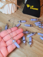 Load image into Gallery viewer, Blue Chalcedony Point necklace Powerful necklace Healing Energy Silver Tone