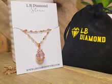 Load image into Gallery viewer, Gorgeous Rose Necklace, Charm, Pendant with Crystals on a Dainty Gold Flower necklace