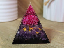 Load image into Gallery viewer, Orgone Pyramid, Amethyst & Rose Quartz & Black Obsidean Orgonite