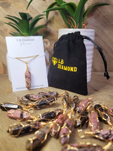 Load image into Gallery viewer, Natural Rhodonite Handmade Point Necklace  Gold Tone