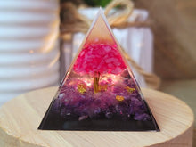Load image into Gallery viewer, Orgone Pyramid, Amethyst & Rose Quartz & Black Obsidean Orgonite