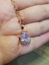 Load image into Gallery viewer, Gorgeous Rose Necklace, Charm, Pendant with Crystals on a Dainty Gold Flower necklace