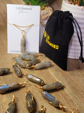 Load image into Gallery viewer, Gold tone Labradorite Wire wrapped Crystal Necklace