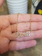 Load image into Gallery viewer, Dainty Necklace Queen - gift for her Gold Tone