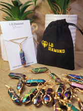 Load image into Gallery viewer, Gold tone Rainbow Quartz Wire wrapped Crystal Necklace