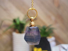 Load image into Gallery viewer, fluorite perfume bottle necklace Handmade necklace, Gold tone perfume bottle