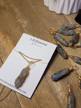 Load image into Gallery viewer, Gold tone Labradorite Wire wrapped Crystal Necklace