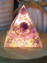 Load image into Gallery viewer, Orgone Pyramid Amethyst Orgonite Chakra Gift