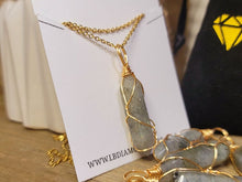 Load image into Gallery viewer, Gold tone Labradorite Wire wrapped Crystal Necklace