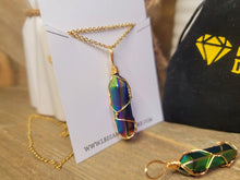 Load image into Gallery viewer, Gold tone Rainbow Quartz Wire wrapped Crystal Necklace