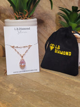 Load image into Gallery viewer, Gorgeous Rose Necklace, Charm, Pendant with Crystals on a Dainty Gold Flower necklace
