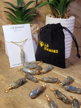 Load image into Gallery viewer, Gold tone Labradorite Wire wrapped Crystal Necklace