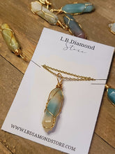Load image into Gallery viewer, Gold tone Amazonite Wire wrapped Crystal Necklace