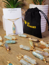 Load image into Gallery viewer, Gold tone Amazonite Wire wrapped Crystal Necklace