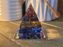 Load image into Gallery viewer, Orgone Pyramid Amethyst & Lapis Lazuli Orgonite Chakra Gift