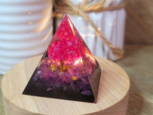 Load image into Gallery viewer, Orgone Pyramid, Amethyst & Rose Quartz & Black Obsidean Orgonite