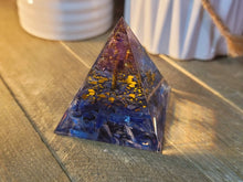 Load image into Gallery viewer, Orgone Pyramid Amethyst & Lapis Lazuli Orgonite Chakra Gift