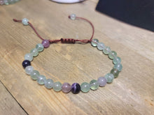 Load image into Gallery viewer, Grade A++ Fluorite Crystal Bead Bracelet 4mm, Genuine Fluorite Adjustable Bracelet