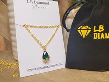 Load image into Gallery viewer, Gorgeous Green Tear Drop Dainty Necklace - gift for her Gold Tone