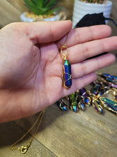 Load image into Gallery viewer, Gold tone Rainbow Quartz Wire wrapped Crystal Necklace