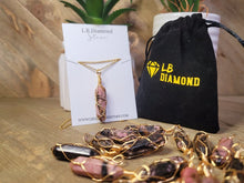 Load image into Gallery viewer, Natural Rhodonite Handmade Point Necklace  Gold Tone