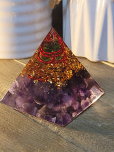 Load image into Gallery viewer, Orgone Pyramid, Amethyst Orgonite Chakra gift
